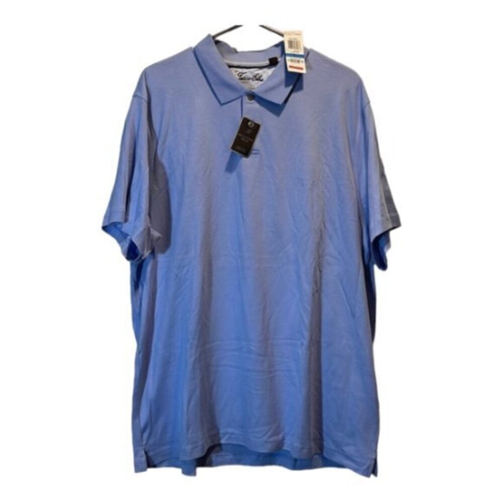 Tasso Elba Periwinkle Blue Ultra Soft 100% Cotton Polo Shirt Size XL NWT #1001